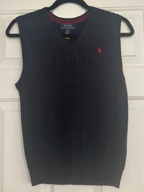 Ralph Lauren Navy Cable-Knit Cotton Sweater Vest (Boys M, 10/12)